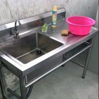 [COD] steel sink with bracket washing dishes integrated commercial washbasin cutting kitchen platform