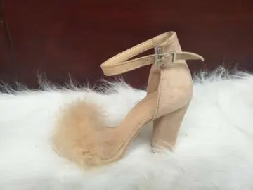 White fur high on sale heels