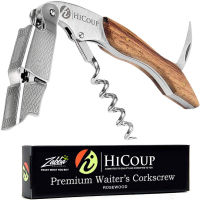 HiCoup Kitchenware Professional Waiter’s Corkscrew by HiCoup - Rosewood Handle All-in-one Corkscrew, Bottle Opener and Foil Cutter, Used By Sommeliers, Waiters and Bartenders Around The World