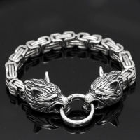 Viking celet Wolf Head Wrist Chain celet for Men Vintage Style Jewelry Talisman