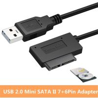 MNLXM การส่งข้อมูล อะแดปเตอร์ USB สายขับง่าย 13Pin 7 + 6 สำหรับแล็ปท็อป cd/dvd มินิ SATA II สายไดรฟ์แบบเส้นเล็ก สายเคเบิล USB3.0ไปยังมินิ SATA สายอะแดปเตอร์ สายแปลงสัญญาณ