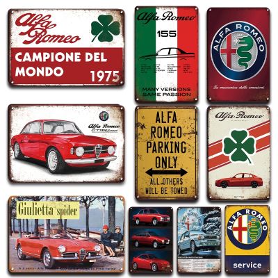 Vintage Alfa Romeo Art Poster Tin Sign Garage Home Decorative Metal Plate Retro Car Stickers Man Cave Decor Metal Plaque Signs