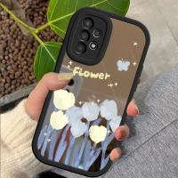 เคสสำหรับเคส Samsung A13ภาพสีน้ำมันเคสลายดอกไม้พื้นผิวกระจกเคสโทรศัพท์บางนุ่ม