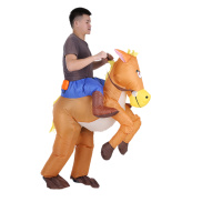 Decdeal Funny Cowboy Rider on Horse Inflatable Costume Outfit for Adult