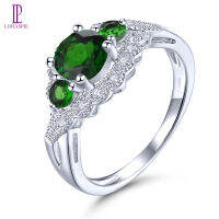 Real Sterling Silver 925 Rings Natural Chrome Diopside Ring Green Gemstone Women Ring Sliver Jewelry Gift Birthday