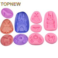 5pcs/set Fairy Princess Dress Castle Coach Dress Glass Slipper Horse Silicone Molds Girls Cake Decoration Tools Moulds C3039 Bread  Cake Cookie Access