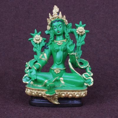 Tara สีเขียว,รูปปั้น Tantric,รูปปั้นเรซิ่นขนาดเล็ก,รูปปั้นพระพุทธรูป,พุทธศาสนา,พุทธ,รูป,ตุ๊กตา,ความสูงประมาณ13.5ซม. ~