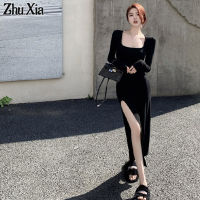 Zhu Xia ชุดคอเหลี่ยมเซ็กซี่หญิงด้านในมีเอว Slim Cut Bottom Bag Hip Skirt