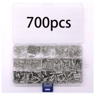 【YF】☍♛▪  700PCS Mixed Non-Insulated Wire Ferrules Electrical Cable Terminal Boxed Bare Tinned Crimp