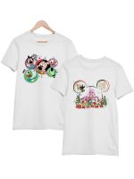 2ชิ้น/ล็อตสีขาวเสื้อยืดผู้หญิงเสื้อลำลองลำลองเสื้อ Harajuku Merry Christmas Tops Disney Mickey Minnie โดนัลด์เป็ด Daisy เสื้อผ้า