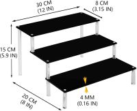 J111บันไดเครื่องประดับอะคริลิกชั้นวางตุ๊กตาอะคริลิกสีดำ3ชั้นชั้นโชว์ของตกแต่งบ้านชั้นวางของเค้กขนมหวาน