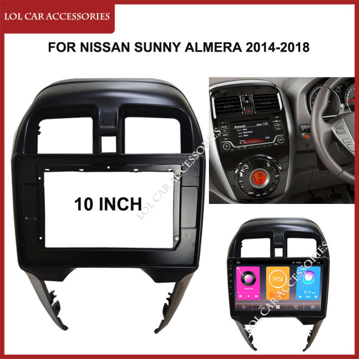 10นิ้วสำหรับ-nissan-sunny-almera-2014-2018รถวิทยุหัวหน่วย2-din-สเตอริโอ-android-mp5เครื่องเล่นแผงกรอบ-fascia-dash-cover
