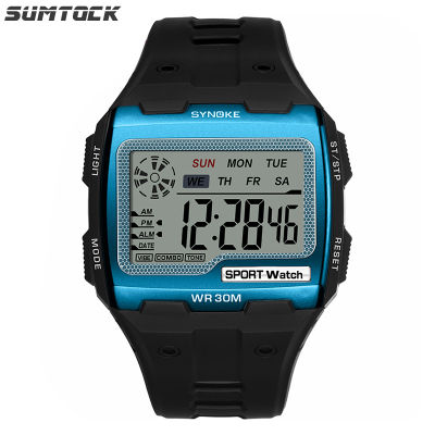 SYNOKE Sports Men Digital Watches Casual Large Dial Waterproof Alarm Clock Stop Watch Chronograph LED Display Relogio Masculino