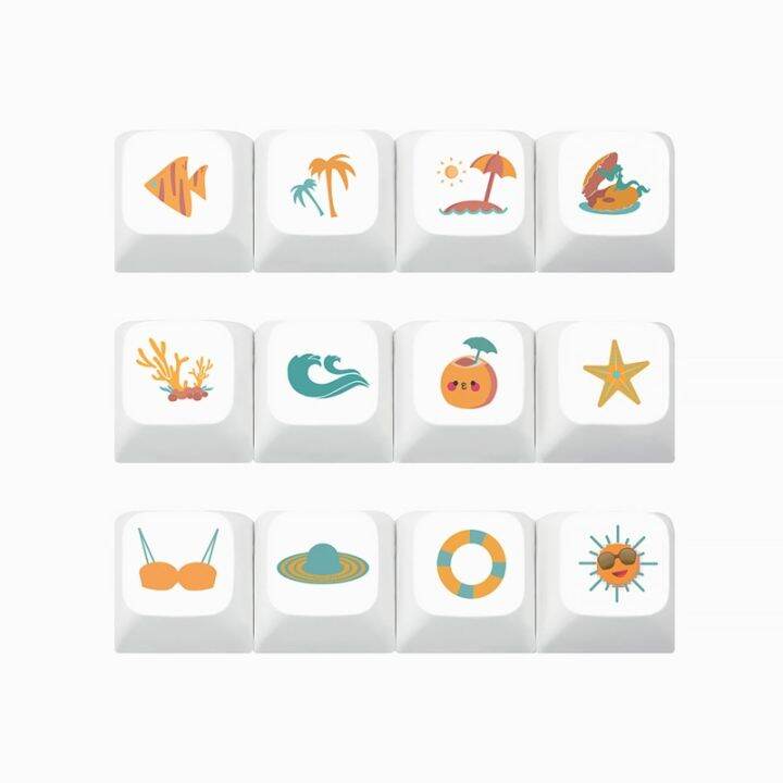 12-key-pbt-keycaps-xda-profile-สำหรับคีย์บอร์ดน่ารัก-keycap-sea-beach-theme-gaming-สำหรับ-key-caps-สำหรับ-mx-switches-d