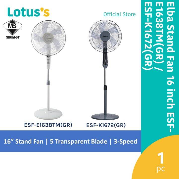 Elba Stand Fan 16 inch ESFE1638TM(GR) Lazada