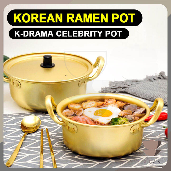 KOREAN STYLE Korea Ramen Pot Noodle Golden Yellow Aluminium Soup With ...