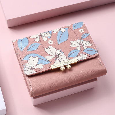 New Women Flower Wallet Small Girl Leather Purse Female Card Holder Short Coin Purse