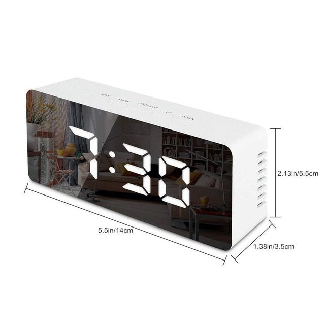 worth-buy-ไฟ-led-กระจกนาฬิกาปลุกนาฬิกาตั้งโต๊ะเลื่อนดิจิตอลไฟปลุกเวลาแสดงอุณหภูมินาฬิกาตกแต่งบ้าน