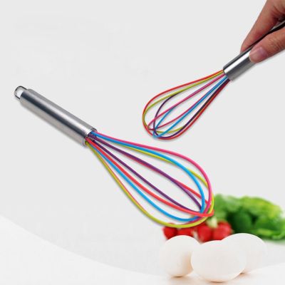 ▣℗❣ Kitchen Silicone Whisk Non Slip Easy To Clean Egg Beater Milk Frother Kitchen Utensil Specialty Kitchen Silicone Egg Beater Tool