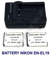 EN-EL19  ENEL19 แบตเตอรี่  แท่นชาร์จ  แบตเตอรี่พร้อมแท่นชาร์จ Battery  Charger  Battery and Charger For Nikon Coolpix S32,S100,S2500,S2600,S3100,S3500,S4100,S4200,S5200,S5300,S6600,S6700,S6900