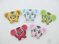 WBNWWL children clothes sewing buttons assorted 200pcs DIY scrapbooking wooden button tiger printed