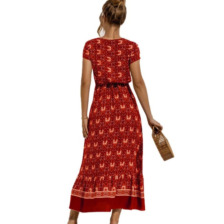 cotton-women-summer-boho-dress-2021bohemian-maxi-robe-casual-v-neck-short-sleeve-button-floral-print-long-beach-dresses-vestidos