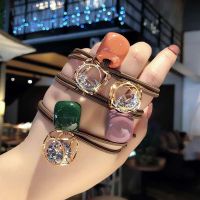 New Multi-color Korean Fashion Hair Rope Ins Hollow Crystal Hair Ring Tie Hair Rhinestone Rubber Band Simple Net Red Hair Rope Headdress