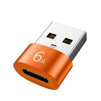 2Pcs 6A Type C to USB 3.0 OTG Adapter USB C Female to USB Male Converter for , Orange