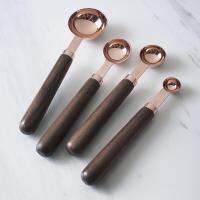 Home Kitchen Baking Tools Wooden Handle Copper Plating Measuring Spoons Serving Utensils