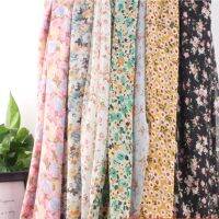 Floral Pearl Chiffon Fabrics By The Meter Per for Clothes Dresses Shirts Sewing Drape Daisy Flowers Printed Summer Thin Textile