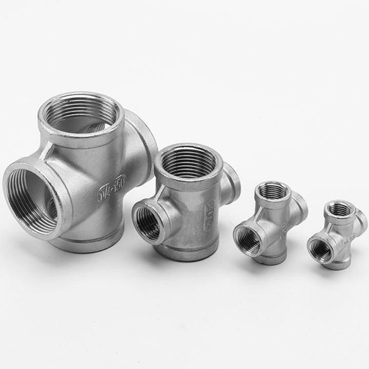 304-stainless-steel-dn8-10-15-dn20-25-32-40-50-1-2-bsp-female-male-thread-4-way-equal-for-water-gas-and-oil-cross-pipe-fittings