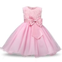 Princess Flower Girls Dress Wedding Birthday Party Dresses Summer Lace Bow Children Clothing Girls Dress  by Hs2023