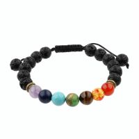 【cw】 7 Chakra Bracelet Men Wome Lava Rock Aromatherapy Essential Oil Diffuser Bracelet Braided Natural Stone Yoga Beads Bracelets ！