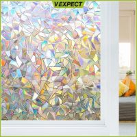 Newest Upgrade Window Film Sticker 3D Rainbow Window Sticker Removable Non-Adhesive Decorative Glass Film Sticker for Home Office Kitchen Heat Control Anti UV