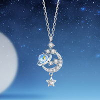 ARADOO Planet Series Micro-encrusted Zircon Star Necklace Female Sterling Silver Planet Pendant