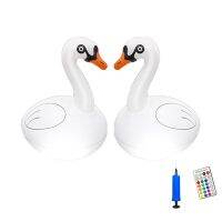 Swan RGB Dimmable Solar Swan Pool Lights Waterproof Inflatable Lights for Pool Yard Wedding Decor