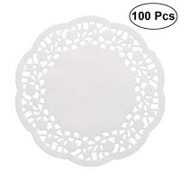 4.5" - 7.5“ 100pcs White Lace Paper Doilies Disposable Oil-Absorbing Lace Round Paper Doilies Cake Box Liners Packaging Pad Mat