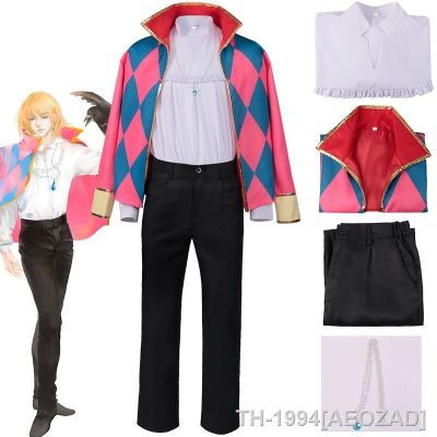 AEOZAD Castelo ใน Movimento Howl Fantasia de Cosplay Jaqueta Anime Japonesa Casaco Camisa Brincos Colar Peruca Roupa Halloween