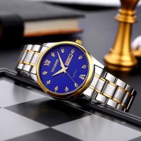 TPOFHS manufacturer provides straightly watch mens wholesale steel belt business men waterproof double calendar