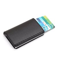 Carbon Fiber Card Holder Wallets Men Brand Rfid Black Magic Trifold Leather Slim Mini Wallet Small Money Bag Male Purses Case