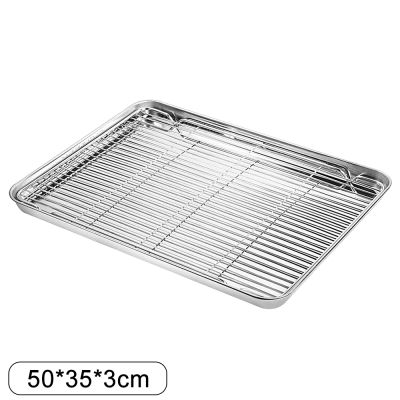 23-50CM Non-Stick Baking Tray Stainless Steel Plate Dish BBQ Grill Cooling Rack Mesh Cake Baking Tray Kitchen Tools Kitchenware