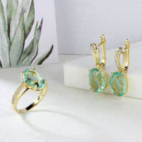 Free Shipping Unusual Glass Jewelry Sets For Girls Earrings For Women Fashion Wedding with Rings Couple Gifts QSY  Trend