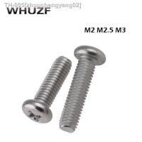 ℡♨ 2.5mm screw self tapping 50pcs M2/2.5/3 Stainless Steel Round pan head machine screw M2/2.5/3 x 3/4/5/6/8/10/12-30mm DIN7985