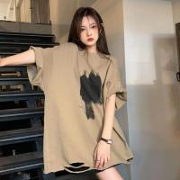 COD dsdgfhgfsdsss ins Perforated Short Sleeve T-shirt Womens Spring/Summer 2022 New Loose and Slim Fit Versatile Large Underlay Top Fashion