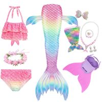 Kids Girls Mermaid Swimming Fantasy Tail Mermaid Costume Cosplay Children Swimsuit Beach Bikini Can Add Monofin Fin Bathing Suit