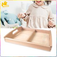 ถาดแยกอุปกรณ์ Montessori ไม้ Hyccccue มี2ช่องสำหรับใส่การ์ดเพื่อการพัฒนา