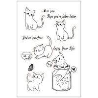 Cute Cat DIY Silicone Clear Stamp Cling Seal Scrapbook Embossing Album Decor Craft