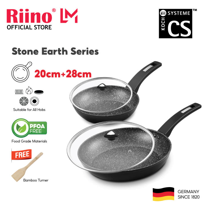 KOCH SYSTEME CS 11 Nonstick Frying Pan-Granite Skillet with Lid, Fry Pan  with APEO and PFOA-Free Stone Derived Coating, Aluminu