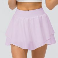 Lulu Womens Yoga Tennis Short skirt Running Pleated Athletic Skirts High-Rise Skirt Sports Fitness High Waist Skort with Pocket