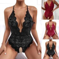 Yes Daddy Romper Women Sexy V Neck Underwear Sexy Lingerie Lace Backless Lanyard Underwear Conjoined Tight Suit Womens underwear
